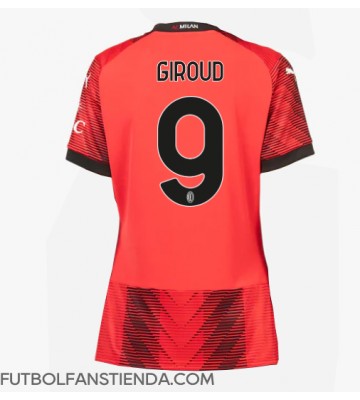 AC Milan Olivier Giroud #9 Primera Equipación Mujer 2023-24 Manga Corta